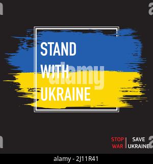 Grunge Ukrainian flag with square Stock Vector