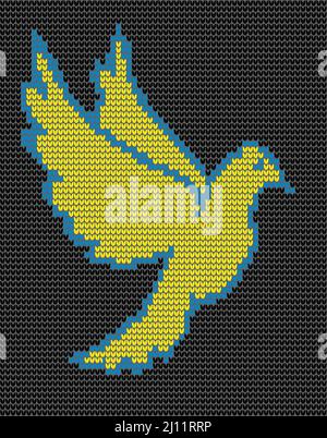 Knitting dove pattern Ukrainian colour Stock Vector