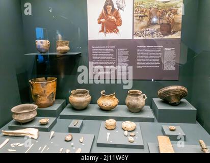 Old ancient pots pottery display in Museo de San Isidoro,  museum of history of Madrid, Spain Stock Photo
