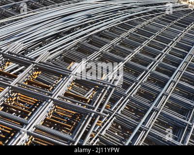 Iron reinforcement. Steel Rebars for reinforced concrete construction site Stock Photo