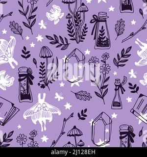 Magic concept vector seamless pattern. Stock Vector