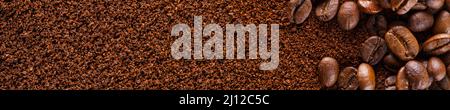 Coffee grind texture background , banner. coffee powder abstract background Stock Photo