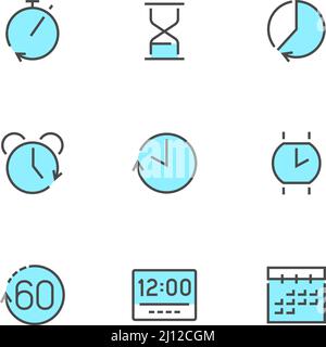 Time concept clock line vector icons Stock Vector