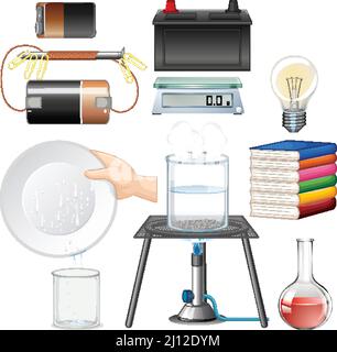 Many science equipments on white background illustration Stock Vector ...