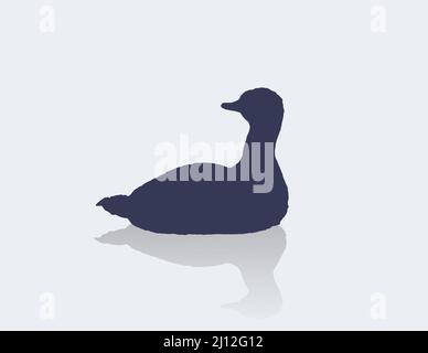 wild goose on calm water, silhouette Stock Vector
