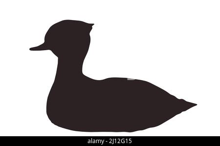 duck on water, brown silhouette Stock Vector
