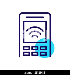 Contactless payment NFC terminal. Pixel perfect, editable stroke icon Stock Vector
