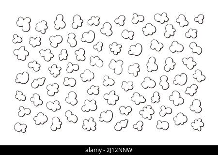 Seamless pattern with popcorn. Hand drawn pop corn for cinema. Vector illustration in doodle style on white background Stock Vector