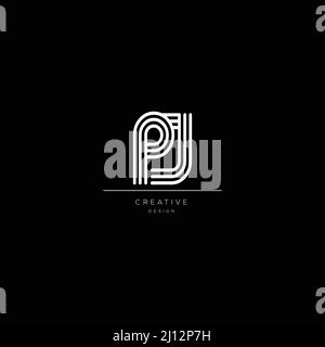 Abstract premium linear letter PJ logo icon design modern minimal style illustration. Stock Vector