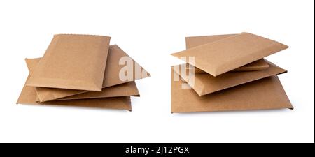 Stack of envelopes on white background Stock Photo