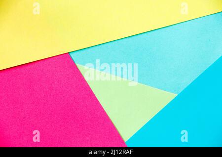 Colorful paper background, paper board and geometric figures, pastel colored Stock Photo