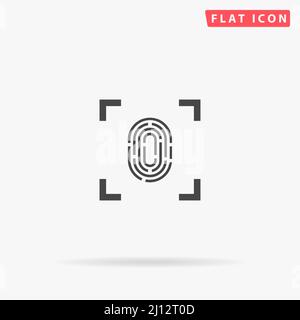 Fingerprint reader flat vector icon. Hand drawn style design illustrations. Stock Vector