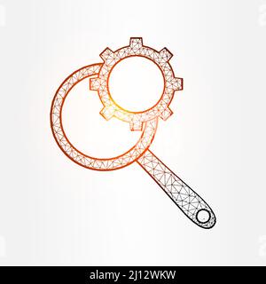 Magnifying glass and gear vector illustration isolated on white background. Search configuration concept. Digital technology concept Stock Vector