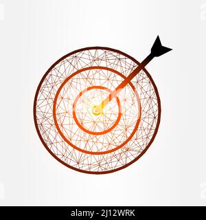 Darts and arrow polygonal vector illustration isolated on white background. Goal concept. Stock Vector