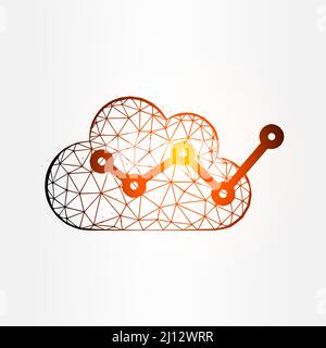 Cloud analytics polygonal vector illustration isolated on white background. Digital technology concept Stock Vector