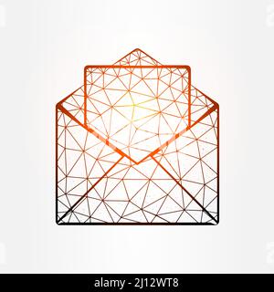 Open envelope with letter polygonal vector illustration isolated on white background. Stock Vector