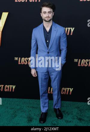 Los Angeles, United States. 21st Mar, 2022. WESTWOOD, LOS ANGELES, CALIFORNIA, USA - MARCH 21: English actor Daniel Radcliffe arrives at the Los Angeles Premiere Of Paramount Pictures' 'The Lost City' held at the Regency Village Theatre on March 21, 2022 in Westwood, Los Angeles, California, United States. (Photo by Xavier Collin/Image Press Agency/Sipa USA) Credit: Sipa USA/Alamy Live News Stock Photo