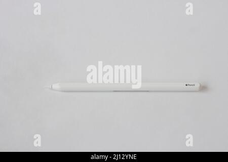 Berlin, Germany - 03.12.2022: Apple Pencil 2 stylus for working with iPad tablet Stock Photo
