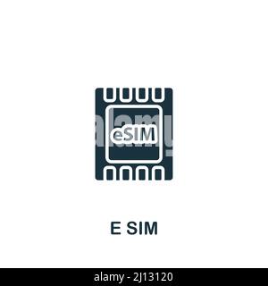 E Sim icon. Monochrome simple icon for templates, web design and infographics Stock Vector