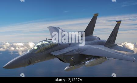 McDonnell Douglas F-15E Strike Eagle carrying Standoff -Cruise Missile AGM-158 Jassm armament Stock Photo