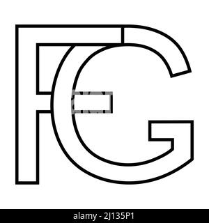 Logo sign, fg gf icon nft fg interlaced letters f g Stock Vector