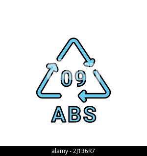Plastic recycling code ABS 09 other line icon. Consumption code. Editable stroke. Stock Vector
