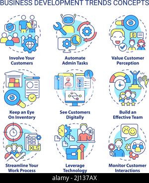 Marketing expansion linear icons set. Growth, Outreach, Expansion ...