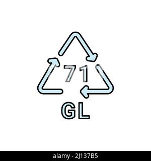 Glass recycling code GL 71 line icon. Consumption code. Editable stroke. Stock Vector