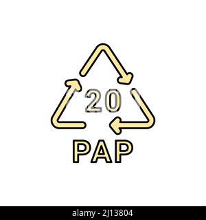 Paper recycling code PAP 20 line icon. Consumption code. Editable stroke.