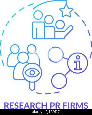 Research PR firms blue gradient concept icon Stock Vector