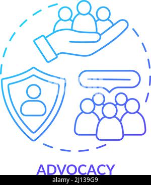 Advocacy blue gradient concept icon Stock Vector