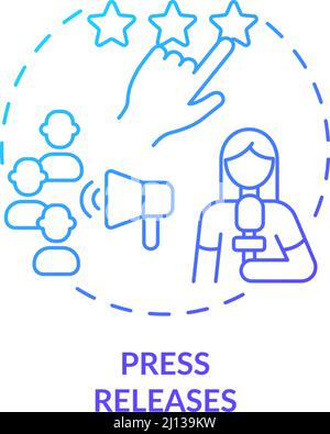 Press releases blue gradient concept icon Stock Vector