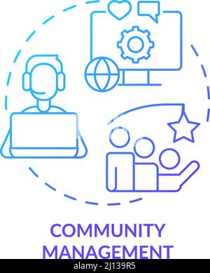 Community management blue gradient concept icon Stock Vector