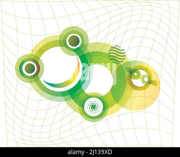 Green cute frog illustration and batman in gradient circles. Graphic elements Stock Vector