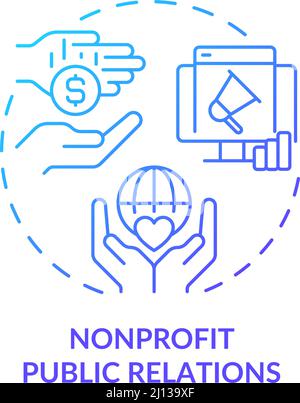 Nonprofit public relations blue gradient concept icon Stock Vector