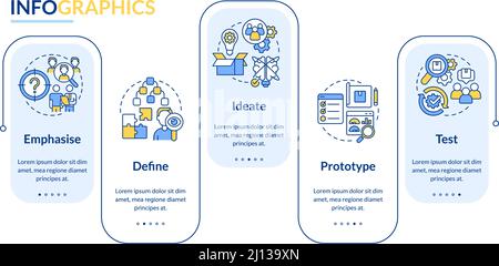 Design thinking process rectangle infographic template Stock Vector