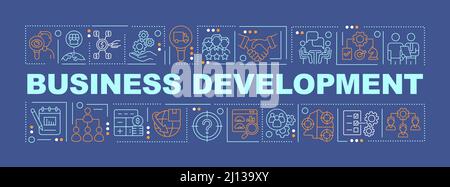 Business development word concepts dark blue banner Stock Vector