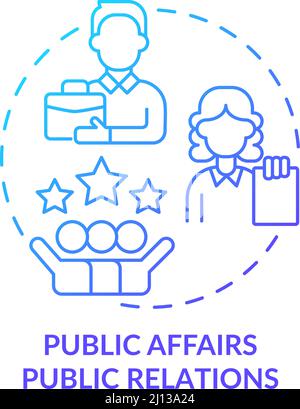 Public affairs PR blue gradient concept icon Stock Vector