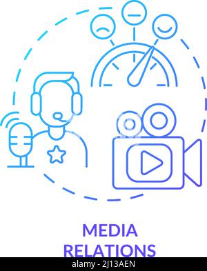 Media relations blue gradient concept icon Stock Vector