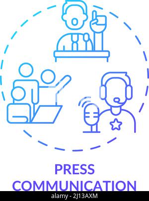 Press communication blue gradient concept icon Stock Vector