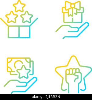 Effective sales strategy gradient linear vector icons set Stock Vector