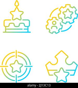 Rewarding loyal customers gradient linear vector icons set Stock Vector