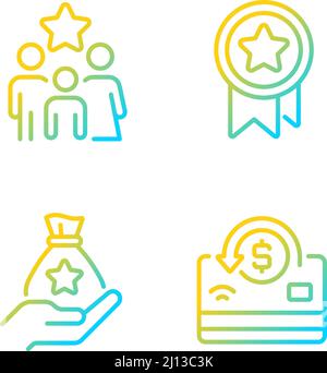 Cash awards gradient linear vector icons set Stock Vector