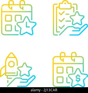 Employee bonus program gradient linear vector icons set Stock Vector