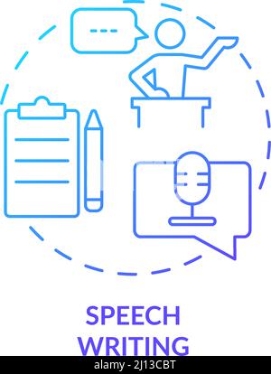 Speech writing blue gradient concept icon Stock Vector