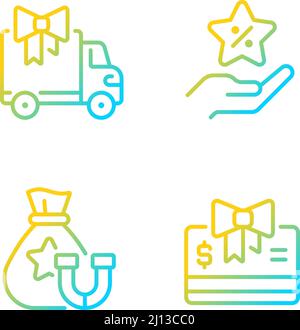 Ecommerce marketing gradient linear vector icons set Stock Vector