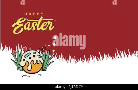 Happy easter holiday with colorful painted egg Stock Vector