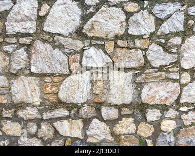 Stone wall texture. Part of old rocky hand crafted background with copy space. Walls made of natural bricks. High quality photo. Home and office decor Stock Photo