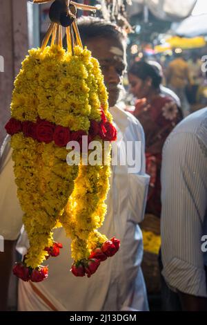 Pondicherry food Market, Pondicherry now known as Puducherry is the capital and the most-populous city of the Union Territory of Puducherry in India. Stock Photo