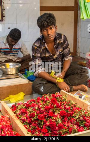 Pondicherry food Market, Pondicherry now known as Puducherry is the capital and the most-populous city of the Union Territory of Puducherry in India. Stock Photo